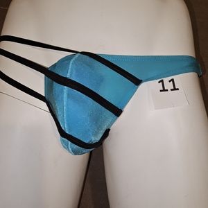 Turquoise and Black Gregg Homme Men's Bookerang Thong - Large